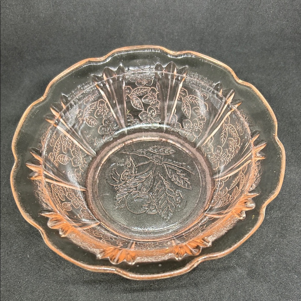Depression Glass Cherry Vintage Pink Glass Bowl